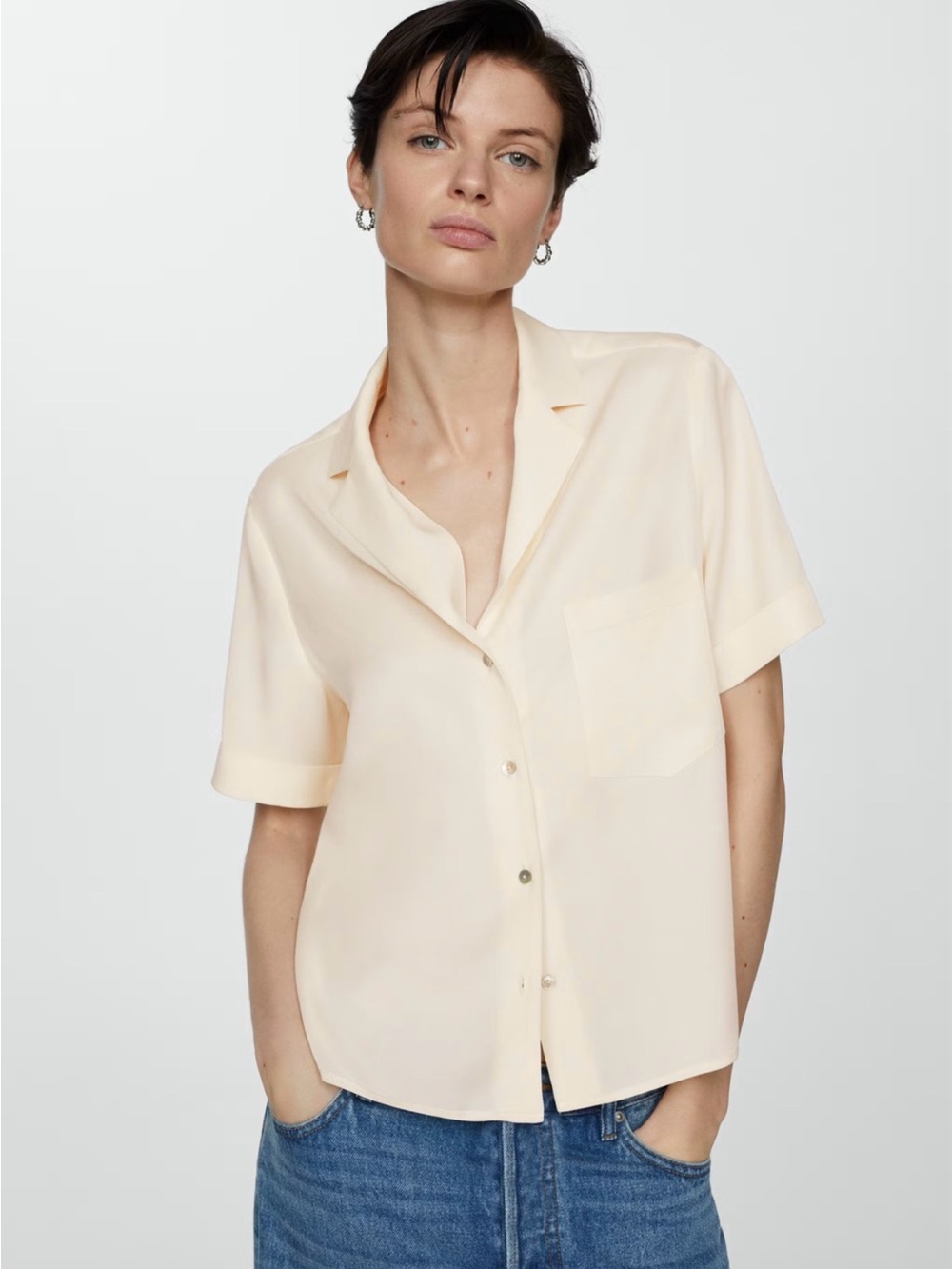 Tristan & Iseut silk Cream Short-Sleeve shirt